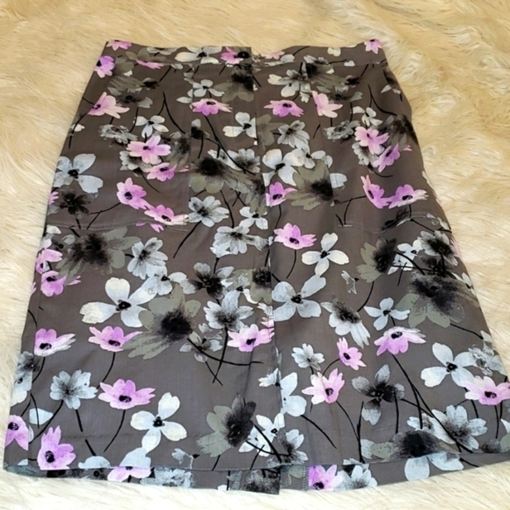 NWT JOE FRESH GRAY POPPIES PENCIL‎ SKIRT Size 12